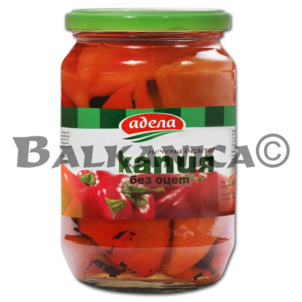 680 G ROASTED RED PEPPERS PEELED WITHOUT VINEGAR ADELA